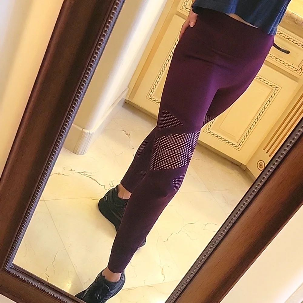 Fabletics Purple Lasercut Sport Tights, S - Picture 10 of 16
